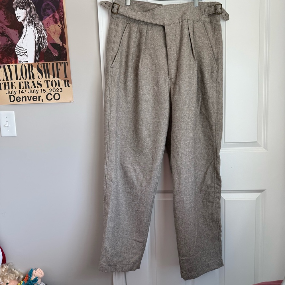 Banana Republic Women's Brown Wool Blend Work Pants. Size 16. NWT. Herringbone.